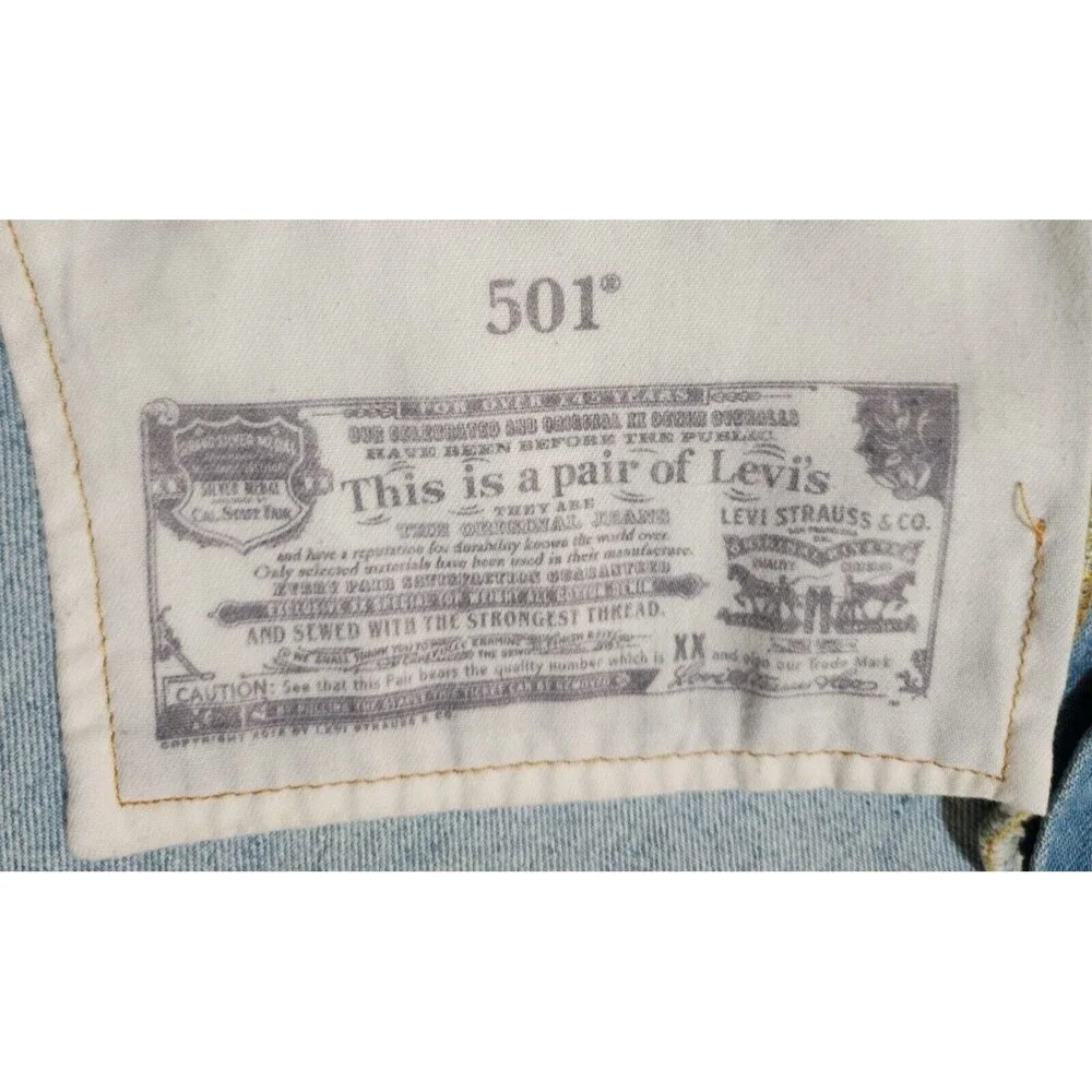 Levi's 501 XX Mens Straight Button-Fly Jeans 34/30 Blue Cotton-Blend 00501-3184 - Picture 13 of 16